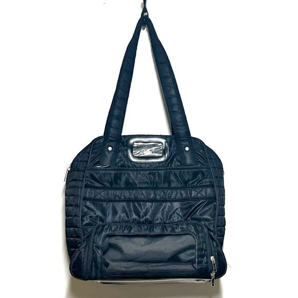 LUG Black Quilted Work Travel Tote Gym Diaper Bag Purse Puddle Jumper - Picture 2 of 8